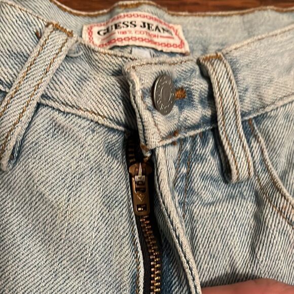 Vintage Guess Blue Distressed Denim Shorts Retro Casual Triangle Guess Pocket - Picture 11 of 13